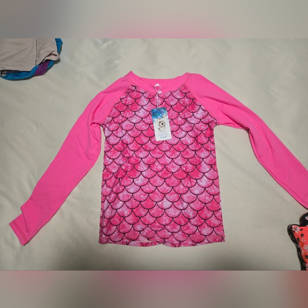 Justice Pink Scale Kids Rashguard